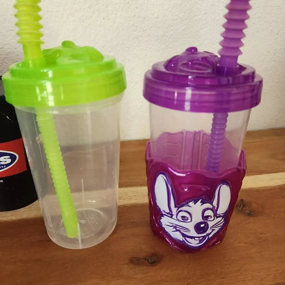 Kids cup bundle Avengers water bottle Chuck e cheese Bubba's chicken
